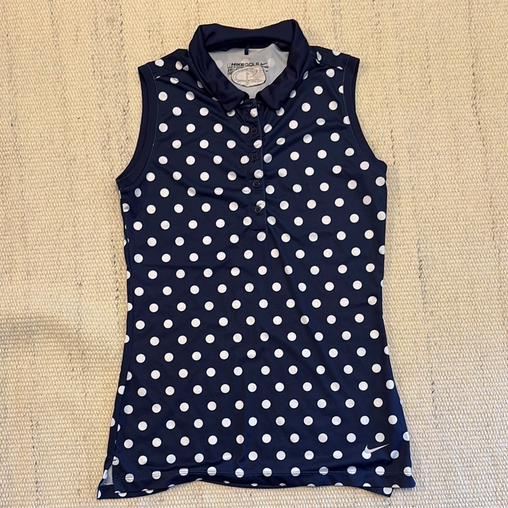 Nike Navy Polka Dot Sleeveless Golf Top - Size XS